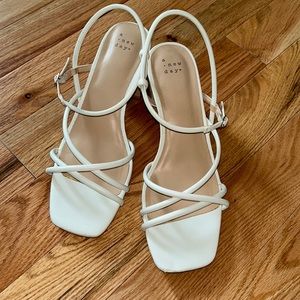 White strapy heels